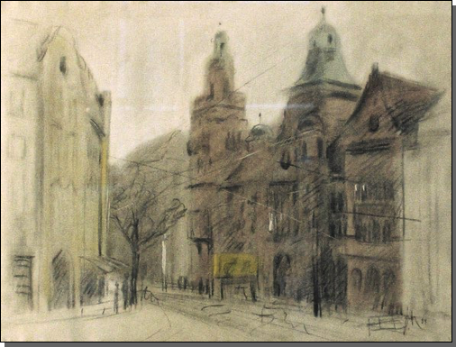 Rathaus Pankow
Pastell/Kohle1994
48 x 62 cm